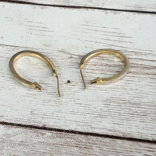 Vintage Earrings For Pierced Ears - Dainty Dull Gold Tone Elongated Hoops - Image 6