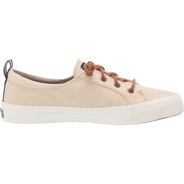 SPERRY Crest Vibe Oat Beige Linen Sneaker Cowhide Leather Laces ~ Women's Size 8 - Image 2