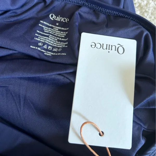 NWT Quince Deep Navy Blue Italian Cross-Back One-Piece Swimsuit Sz Medium - Image 5