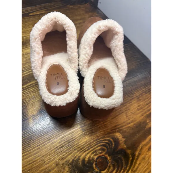 Time And Tru Brown Fur Lined Clogs Size 8‎ - Image 5