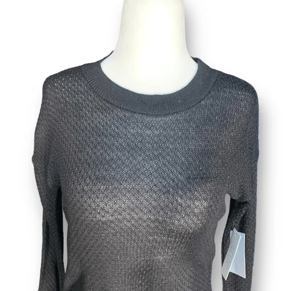 Nordstrom Abound Black Open Weave Neutral Pullover‎ Knit Cropped Sweater Minimal - Image 4