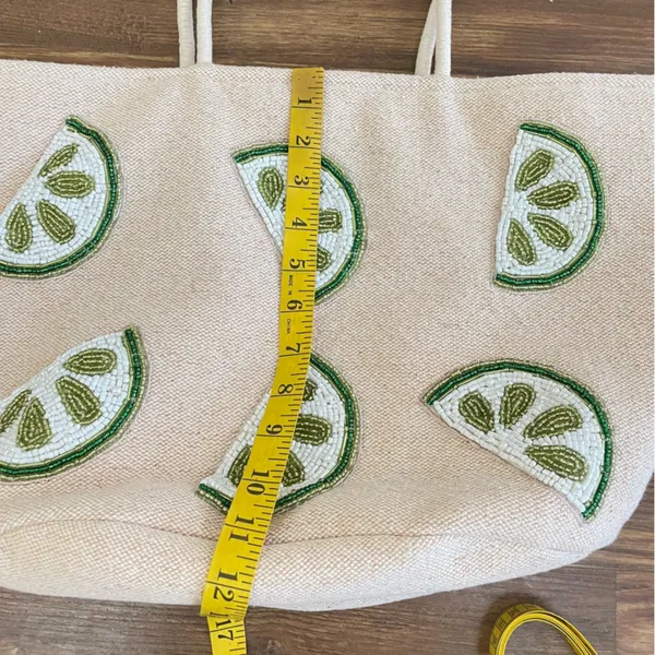 Beaded Lime Tote Bag‎ Green - Image 8