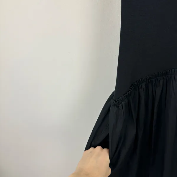 Madewell Mixed Poplin Scoopneck Maxi Dress Cotton A Line Minimalist Black M NWT - Image 10