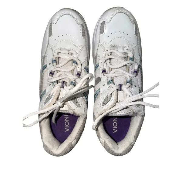 Vionic Walker Classic Womens White Purple Leather Walking Shoes Size 8 - Image 3