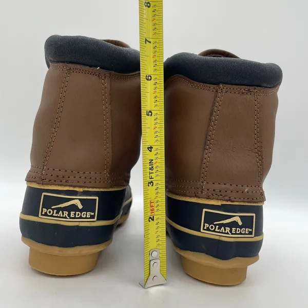 Polar Edge Womens‎ 6 Duck Boots Laced Navy Tan Upper Thermolite Insulation Steel - Image 5