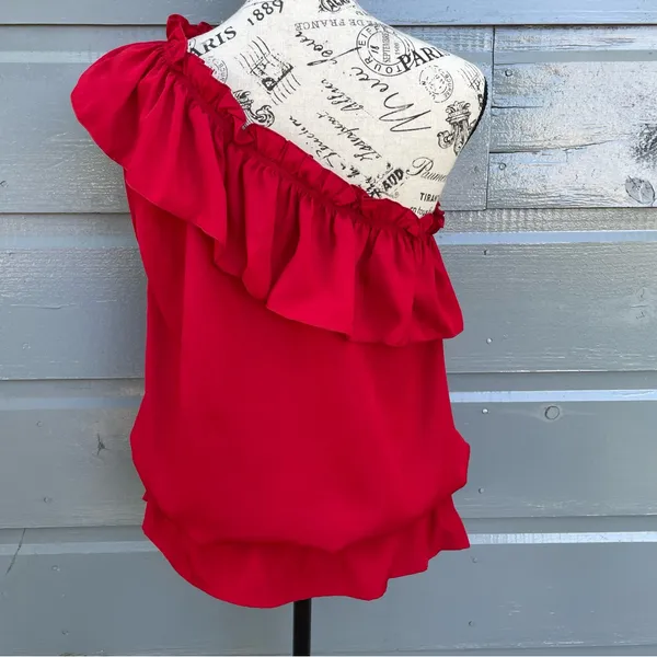 The Limited Red Ruffle One-Shoulder‎ Blouse - Image 2