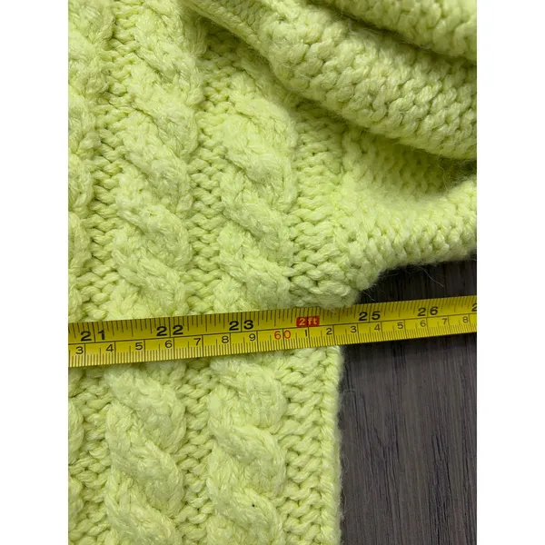 Aerie Women’s Chunky Cable Knit Sweater Small Lime Green Cozy - Image 5