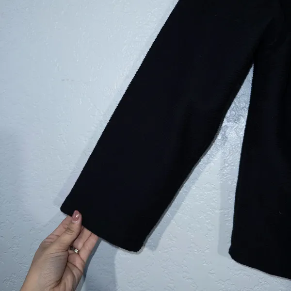Madewell Texture & Thread Black Long-Sleeve Tie-Front Top Size Medium - Image 3