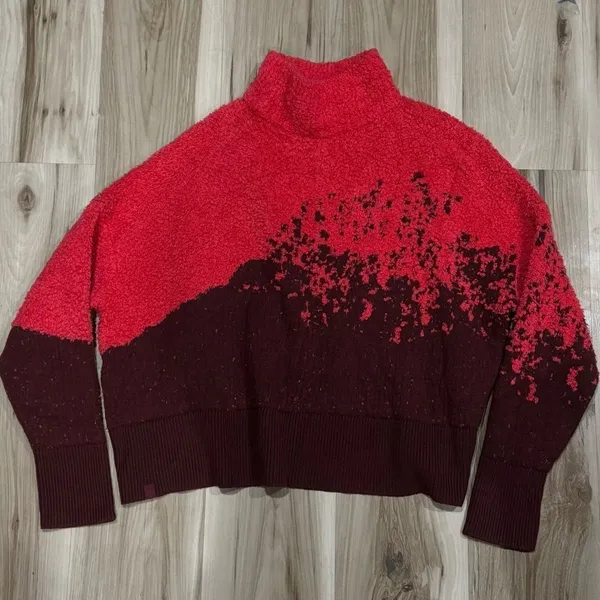 Lululemon Ombre Knit Textured Turtleneck Red Merlot Carnation Red Women’s 8 - Image 2