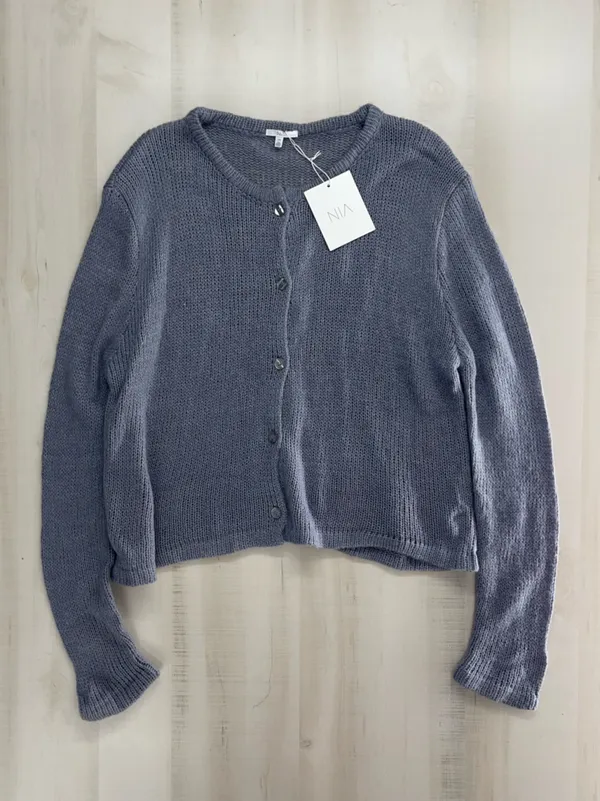 nwt NIA revolve knit grayish blue soft cardigan sweater L - Image 6