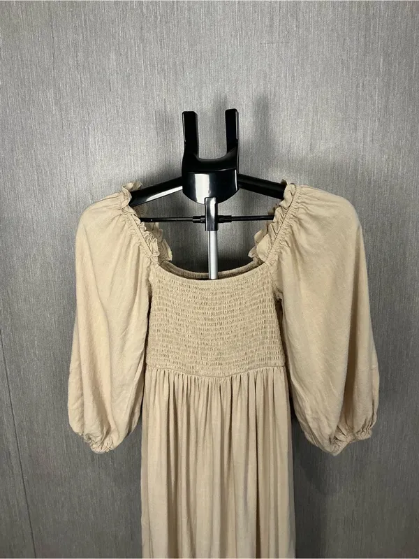 Women’s Cream Smocked Off-Shoulder Maxi Dress Size 2 - Image 6
