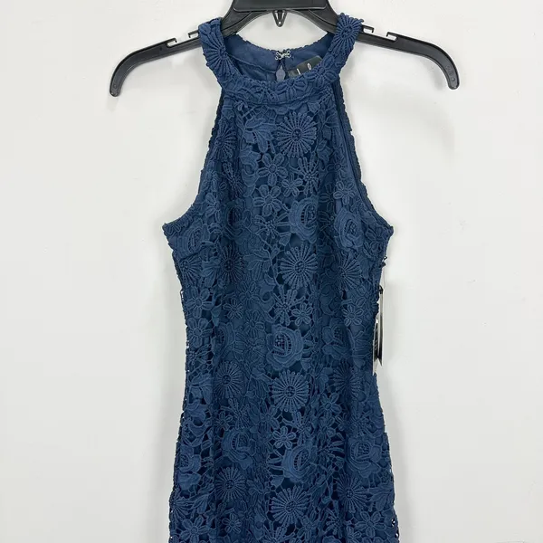Lulus Love Poem Navy Blue Lace Mini Dress Party Cocktail Romantic Small NWT - Image 6