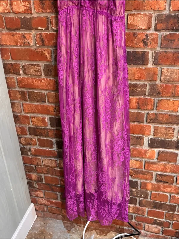 Strut & Bolt womens Marlowe lace halter maxi dress with nude lining magenta M - Image 6