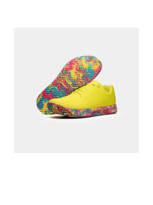 NOBULL Neon Yellow Sneakers with Multicolor Sole - Image 2