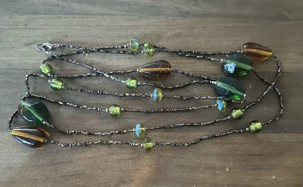 Vintage long glass bead necklace - Image 2