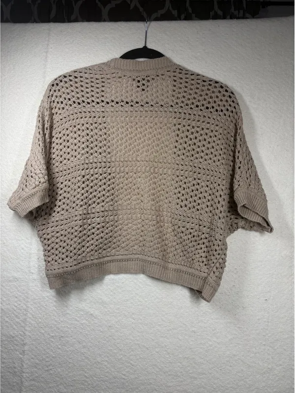 Cardigan S Beige 89th & Madison Open Knit Short Sleeve Shrug Bolero - Image 7