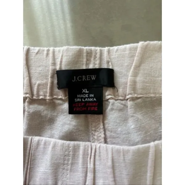 J.Crew Linen Cotton Cropped Wide Leg Pants Size XL Pink - Image 2