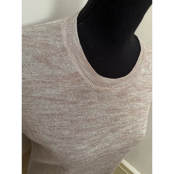 J.Crew Metallic Shimmer Fine Knit Crewneck Pullover Sweater Holiday Sparkle - Image 3