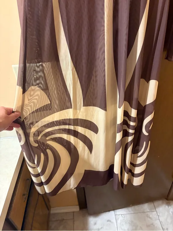 NWT Caroline Constas Mesh Beach Cover-Up Maxi Dress in Latte Wave - Image 8