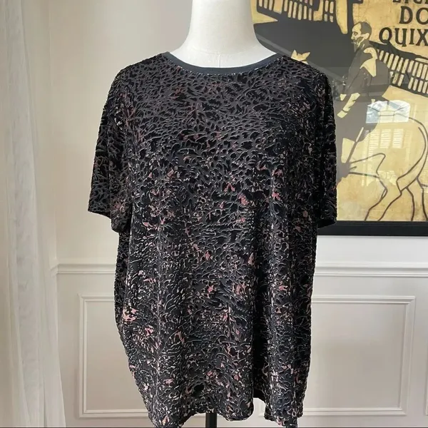We The Free People Teddy Boxy Top Burnt Velvet Cheetah Combo S - Image 2