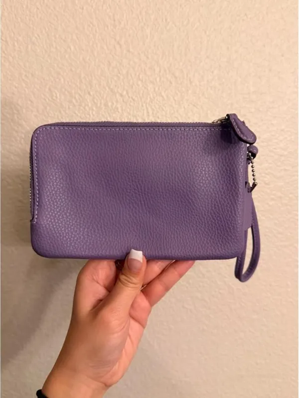 Purple Double Pocket Coach Wristlet - Image 2