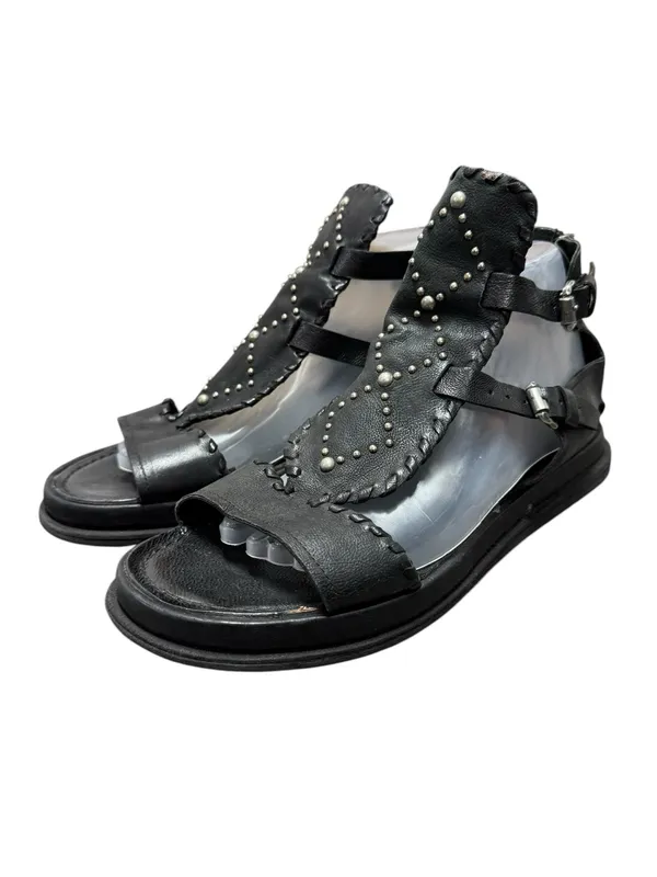 A.S.98 Leather Studded Gladiator Sandals Womens Statement Shoes Black EU 41 - Image 2