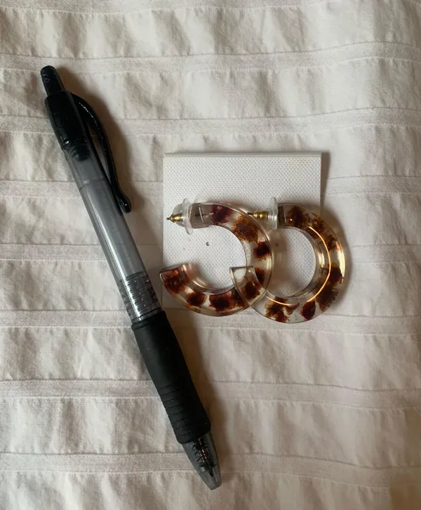 Boutique Floral Hoop Earrings - Image 2