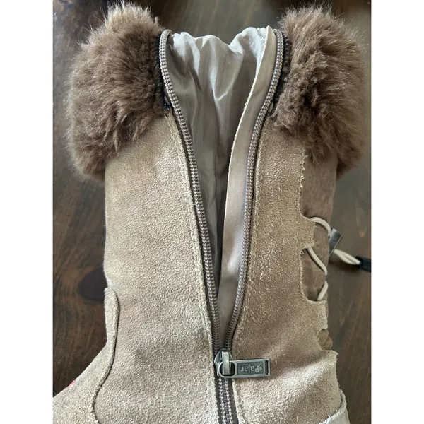 Pajar Canada Winter Boot 10 Tan Waterproof Faux Wool Suede Zip Snow Ski Gorpcore - Image 4