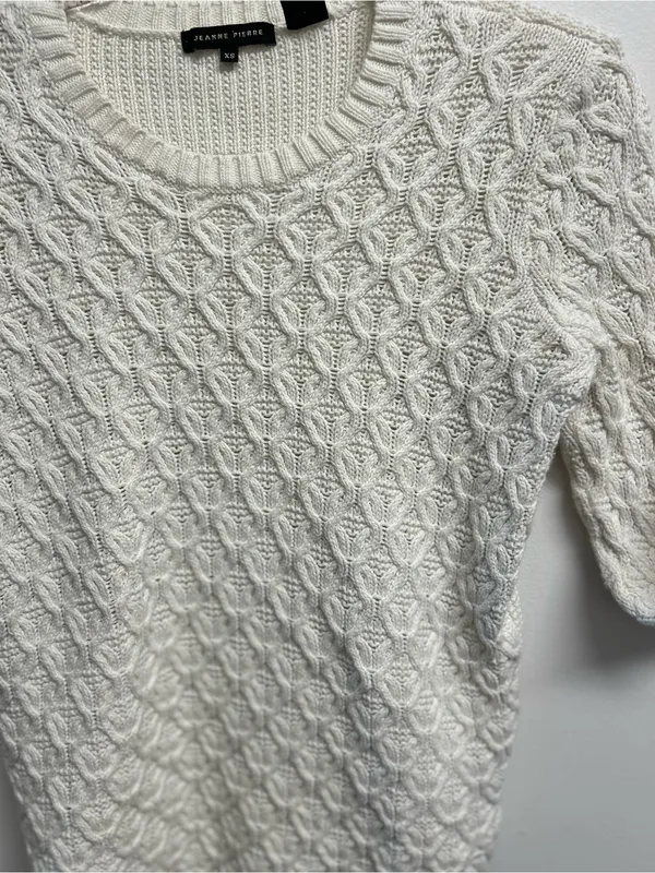 Jeanne Pierre Ivory Fisherman’s Cable Knit pullover sweater - Image 2