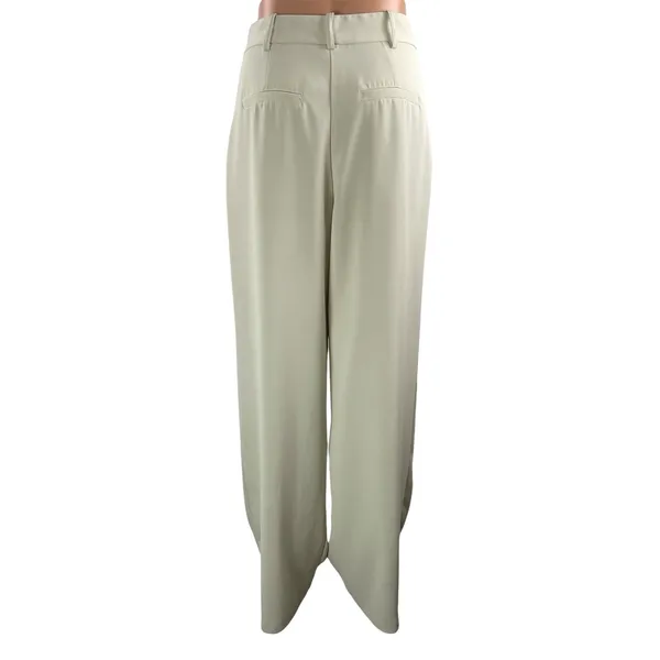 French Connection Women White Ivory Pleated High Rise Wide Leg Trousers Pants 28 - Image 3