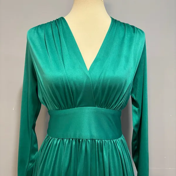 VTG Cocktail Dress 80s 90s Romantic Studio 54 Maximalist Party Glam Metallic S - Image 2