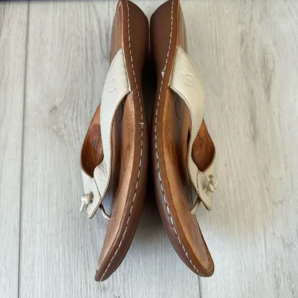 Born Beige Leather Thong Flat Slip On Sandals B86811‎ Women Sz 10 - Image 7