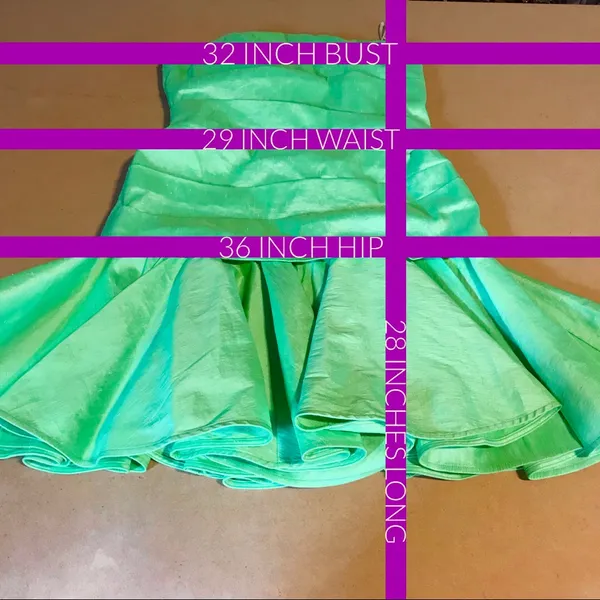 Halston Heritage Green Strapless Ruffle Mini Dress Nwt (6) - Image 12