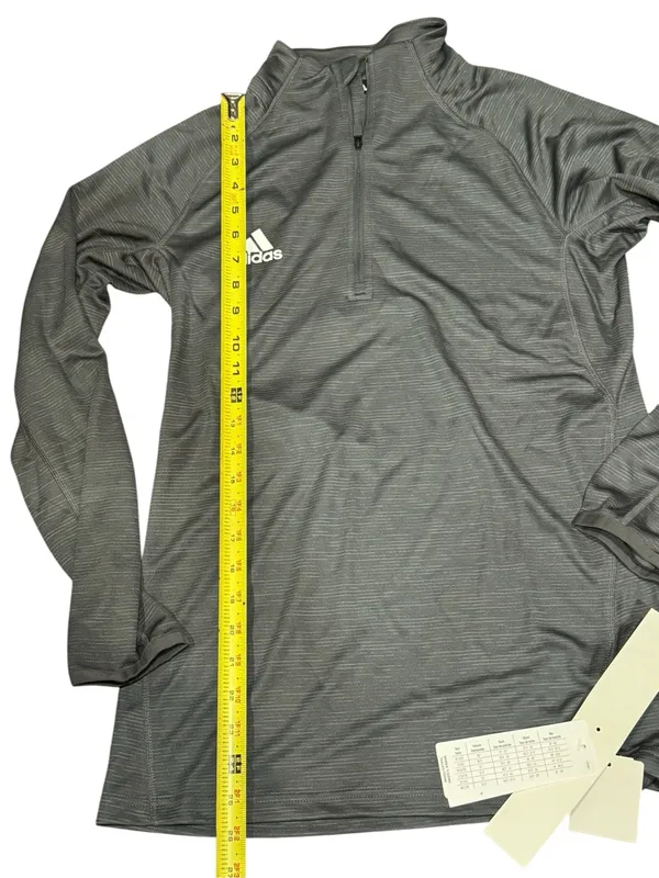 adidas womens Heathered Gray Quarter-Zip Performance Jacket - Image 3
