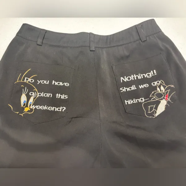 Enzoro‎ Valentino Looney Tunes Embroidered Shorts M Korea Tweety Sylvester - Image 6