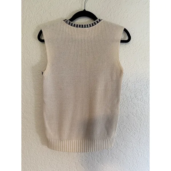 Tory Burch Sweater Vest Multicolor XS Womens Geometric Plaid Layering Knit - Image 10