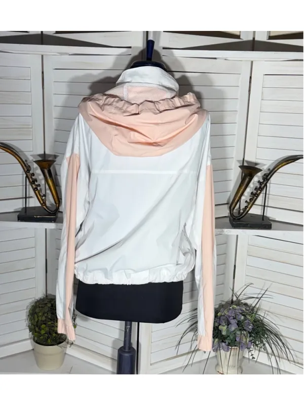 Hollister windbreaker jacket peach hoodie zip mock neck activewear outerwear M - Image 2