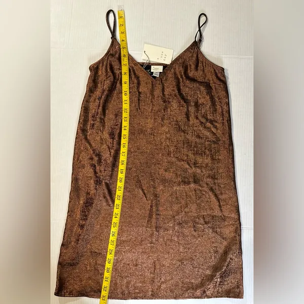 A New Day Copper‎ Metallic Cami Slip Dress XS NWT - Image 3