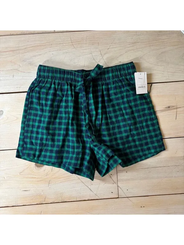 Auden NWT Women's Green Plaid Flannel Pajama Shorts Size XS - Image 2