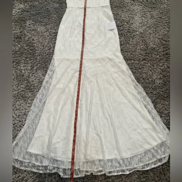 Lulus White Lace Bustier Maxi Dress – Size L – Stretch Fit Bridal Gown – New - Image 13
