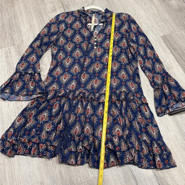Anthropologie Uncle Frank Dress Ruffle Long Sleeve XS 100%rayon style 33350 USA - Image 9