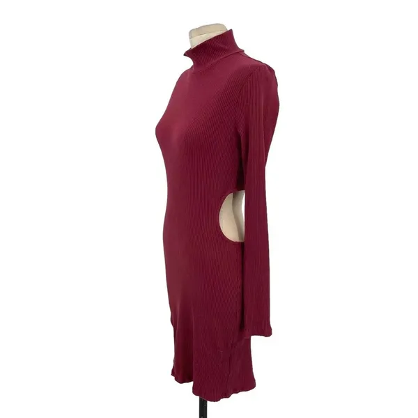 Free People Beach Guess Who's Back Rib Knit Cutout Dress Wild Garnet‎ Size Large - Image 7
