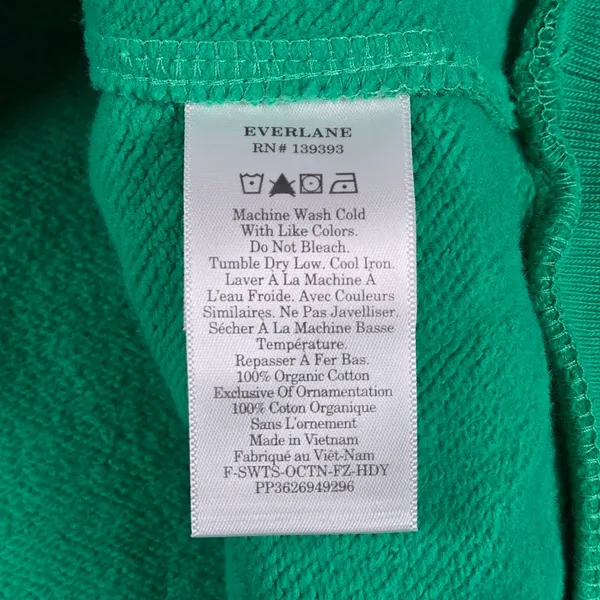 Everlane Organic Cotton Full Zip Hoodie Bright Jade Green Size‎ XXS Cropped - Image 5