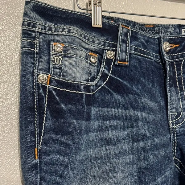 Miss Me Size 31 Signature Bootcut Jeans Y2K Embellished Bling Distressed Denim - Image 5