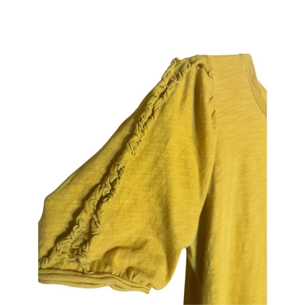 Anthropologie Maeve Mustard Golden Yellow‎ Short Sleeve Top Sz S - Image 4