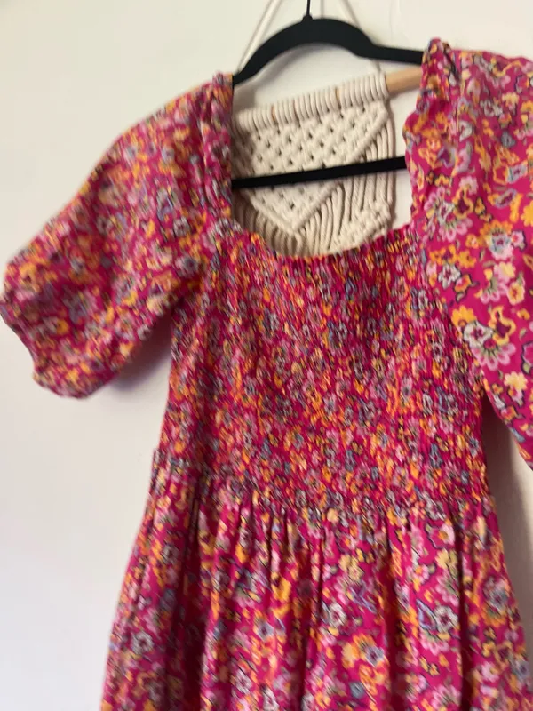 House of Harlow 1960 Smocked Puff Sleeve Floral Midi Dress - Image 3