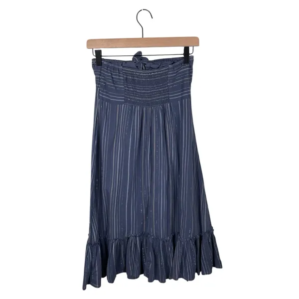 Vintage Y2K Old Navy Strapless Sundress Size Small Blue Metallic Stripe FLAWED - Image 15
