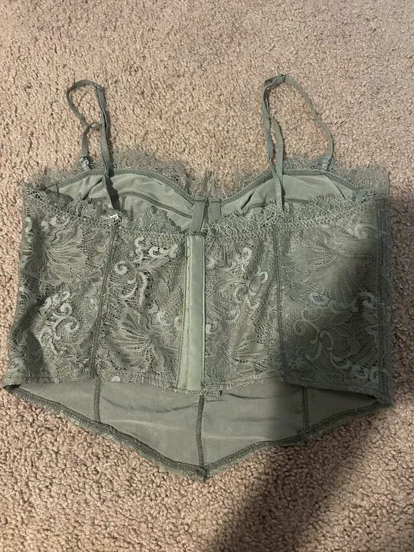 Free people Lace Bustier Crop Top in Sage Green - Image 9