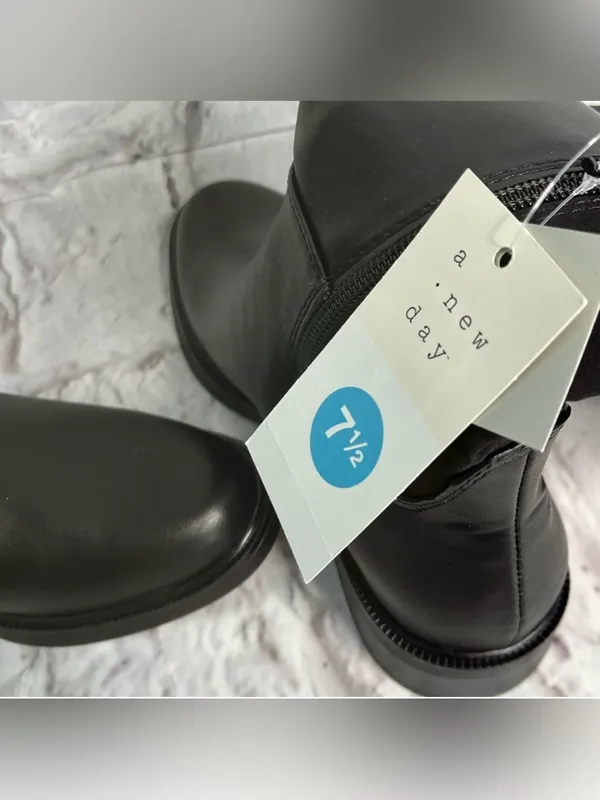 A new day Hope black faux leather Knee-High Women's Boots new size 7.5 - Image 7