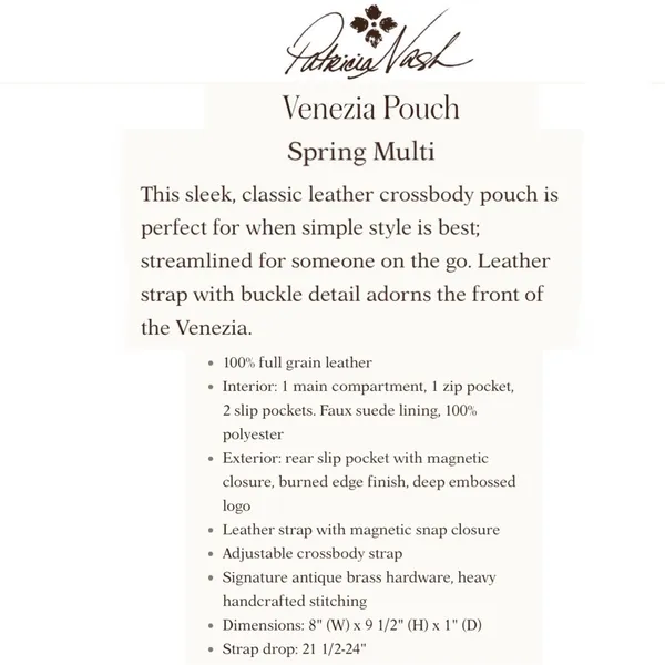 PATRICIA NASH Venezia Pouch Crossbody Spring Multi Floral Leather Crossbody Bag - Image 16